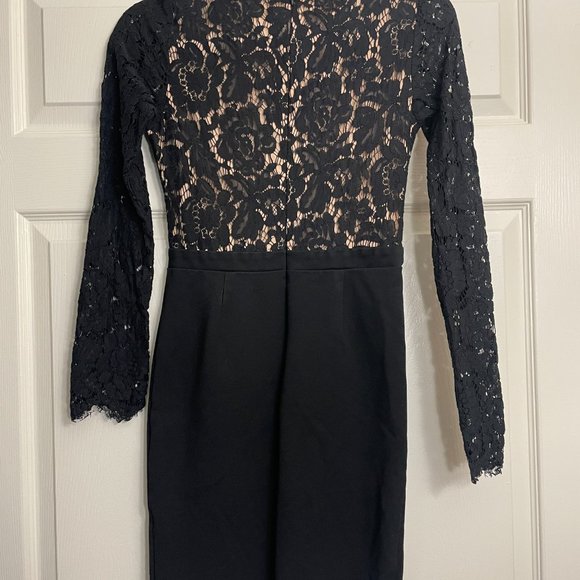 Lulus Long Sleeve Deep V Black Lace Cocktail Dress - Picture 2 of 2